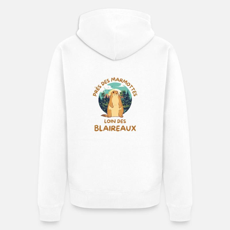 Humour marmotte - Veste à capuche bio Premium Unisexe - blanc