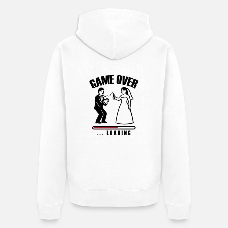 Game Over Loading Hochzeit - Unisex Premium Bio Zip Hoodie - Weiß