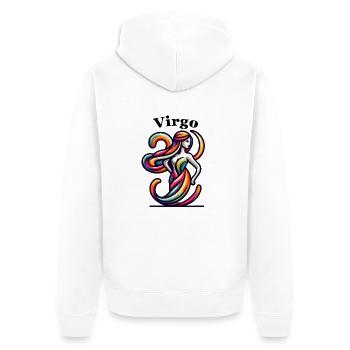 Jungfrau Jungfrau bunt - Unisex Premium Bio Zip Hoodie - Weiß - Hinten - Thijin (182cm)