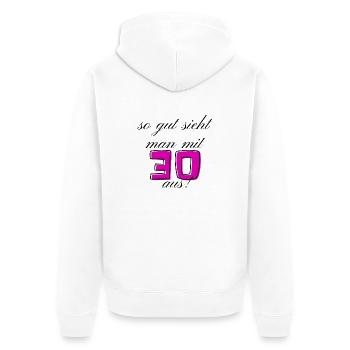 30. Geburtstag - Unisex Premium Bio Zip Hoodie - Weiß - Hinten - Thijin (182cm)