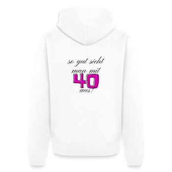 40. Geburtstag - Unisex Premium Bio Zip Hoodie - Weiß - Hinten - Thijin (182cm)