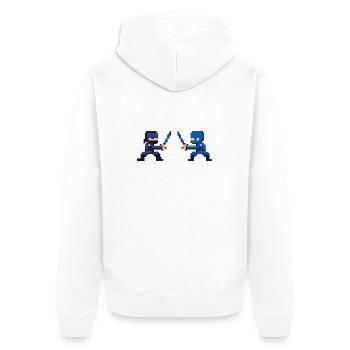 PixelArt, Ninja Fight - Unisex Premium Bio Zip Hoodie - Weiß - Hinten - Thijin (182cm)