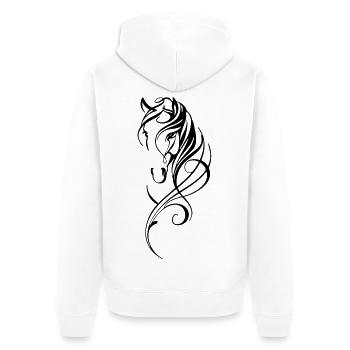 Cheval abstrait noir - Veste à capuche bio Premium Unisexe - blanc - Dos - Thijin (182cm)