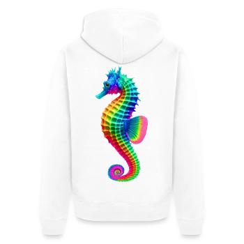 Seepferdchen (01) - Unisex Premium Bio Zip Hoodie - Weiß - Hinten - Thijin (182cm)