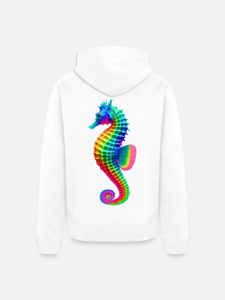 Seepferdchen (01) - Unisex Premium Bio Zip Hoodie - Weiß
