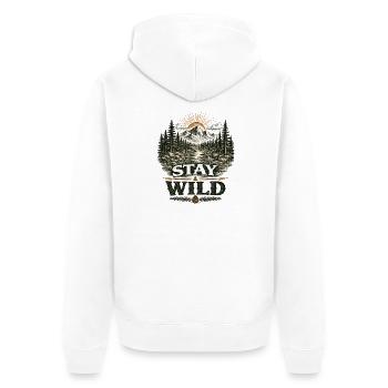 Stay Wild | Outdoor Nature Design - Unisex Premium Bio Zip Hoodie - Weiß - Hinten - Thijin (182cm)