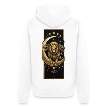 Löwe auf einem Mondsichel - Unisex Premium Bio Zip Hoodie - Weiß - Hinten - Thijin (182cm)