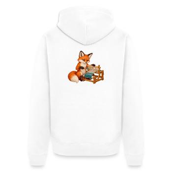 Fuchs webt am Gatterkamm - Unisex Premium Bio Zip Hoodie - Weiß - Hinten - Thijin (182cm)