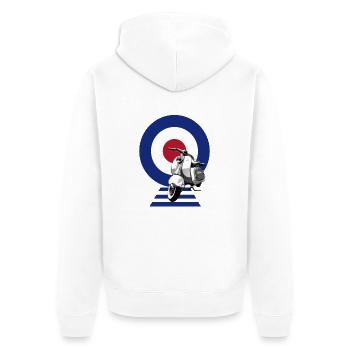 Mod Target Scooter - Unisex Premium Organic Zip Hoodie - white - Back - Thijin (182cm)