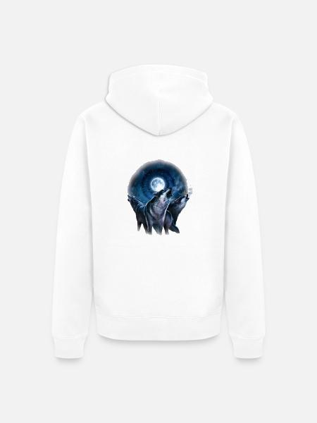 Rahmenlos JL Wolf - Design Geschenk - Unisex Premium Bio Zip Hoodie - Weiß