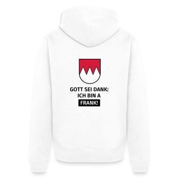 Gott sei Dank ich bin a Frank - Unisex Premium Bio Zip Hoodie - Weiß - Hinten - Thijin (182cm)