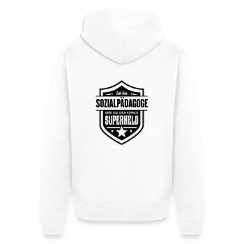 Super Sozialpädagoge - Unisex Premium Bio Zip Hoodie - Weiß - Hinten - Thijin (182cm)