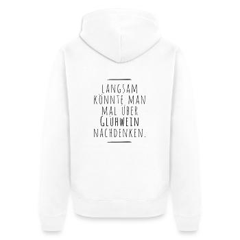 über Gluehwein nachdenken - Unisex Premium Bio Zip Hoodie - Weiß - Hinten - Thijin (182cm)