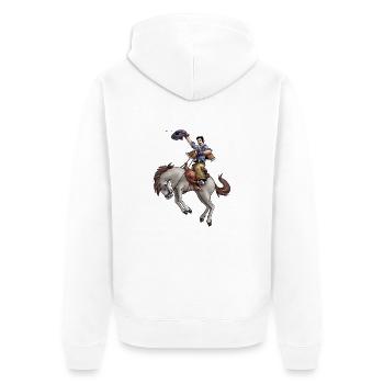 Comic Cowboy beim Rodeo Reiten - Unisex Premium Bio Zip Hoodie - Weiß - Hinten - Thijin (182cm)