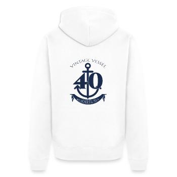 40th Birthday: Vintage Vessel - 40 - The Anchor - Unisex Premium Organic Zip Hoodie - white - Back - Thijin (182cm)