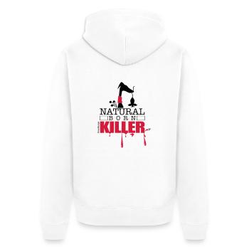 natura born killer - Unisex Premium Organic Zip Hoodie - white - Back - Thijin (182cm)