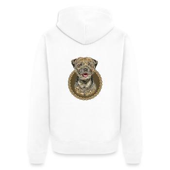 Border Terrier 001 - Unisex Premium Organic Zip Hoodie - white - Back - Thijin (182cm)