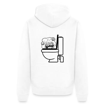 klo toilette scheisse kacke kot wc gefaehrlich baz - Unisex Premium Bio Zip Hoodie - Weiß - Hinten - Thijin (182cm)