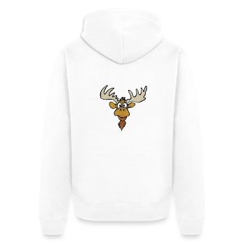 Elch guckt doof - Unisex Premium Bio Zip Hoodie - Weiß - Hinten - Thijin (182cm)