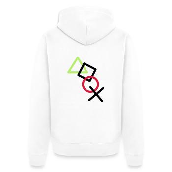 X square triangle icons controller game circle lo - Unisex Premium Organic Zip Hoodie - white - Back - Thijin (182cm)