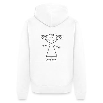 Kleines gemaltes glückliches Mädchen Girl mit Rock - Unisex Premium Bio Zip Hoodie - Weiß - Hinten - Thijin (182cm)
