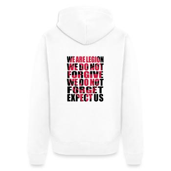 Anonymous Motto Shadow - Unisex Premium Bio Zip Hoodie - Weiß - Hinten - Thijin (182cm)