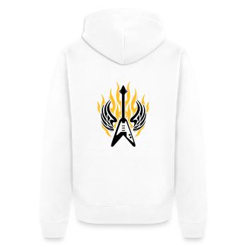 guitar wing flame - Unisex Premium Bio Zip Hoodie - Weiß - Hinten - Thijin (182cm)