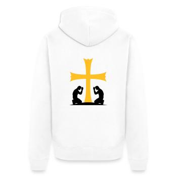 beten kirche symbol kreuz jesus christus christ ka - Unisex Premium Bio Zip Hoodie - Weiß - Hinten - Thijin (182cm)