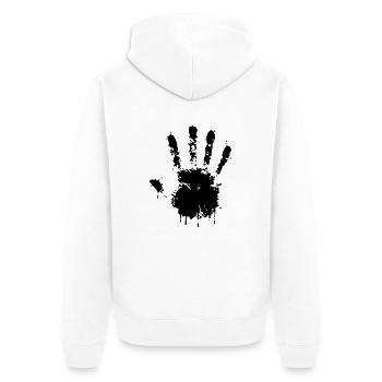 Hand - Unisex Premium Bio Zip Hoodie - Weiß - Hinten - Thijin (182cm)