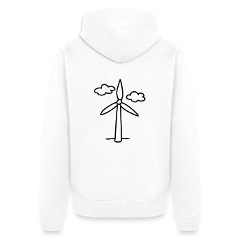 Windrad - Ökostrom - line - Unisex Premium Bio Zip Hoodie - Weiß - Hinten - Thijin (182cm)