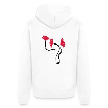 poppies_flowers - Unisex Premium Bio Zip Hoodie - Weiß - Hinten - Thijin (182cm)
