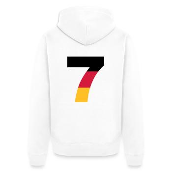 Deutschland Zahlen, Deutschland Rückennummern, 7 - Veste à capuche bio Premium Unisexe - blanc - Dos - Thijin (182cm)