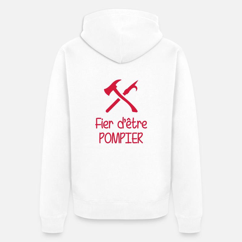 Pompier / Feu / Sécurité / Pompière / Urgences - Veste à capuche bio Premium Unisexe - blanc