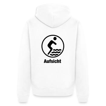 Aufsicht III Bademeister - Unisex Premium Bio Zip Hoodie - Weiß - Hinten - Thijin (182cm)