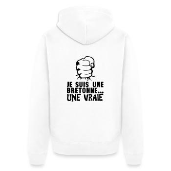 bretonne vraie poing frappe ferme - Veste à capuche bio Premium Unisexe - blanc - Dos - Thijin (182cm)