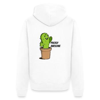 Kaktus / cactus prickly awesome (DDP) - Unisex Premium Bio Zip Hoodie - Weiß - Hinten - Thijin (182cm)