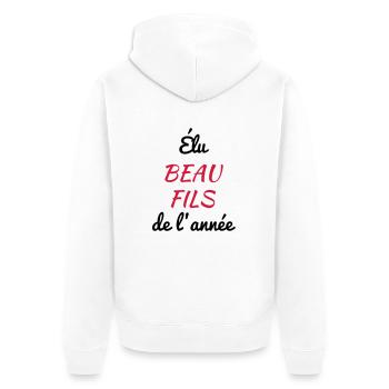 belle-fille / beau-fils / beau fils / belle fille - Veste à capuche bio Premium Unisexe - blanc - Dos - Thijin (182cm)