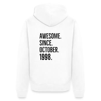 Awesome Since October 1998 - Unisex Premium Organic Zip Hoodie - white - Back - Thijin (182cm)