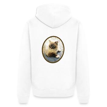 Katze - Unisex Premium Bio Zip Hoodie - Weiß - Hinten - Thijin (182cm)