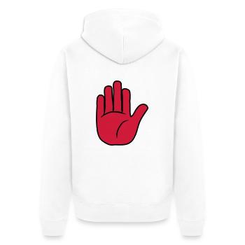 Stop Hand Sign - Unisex Premium Organic Zip Hoodie - white - Back - Thijin (182cm)