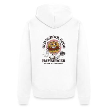 Old School Food Retro-Burger - Unisex Premium Bio Zip Hoodie - Weiß - Hinten - Thijin (182cm)