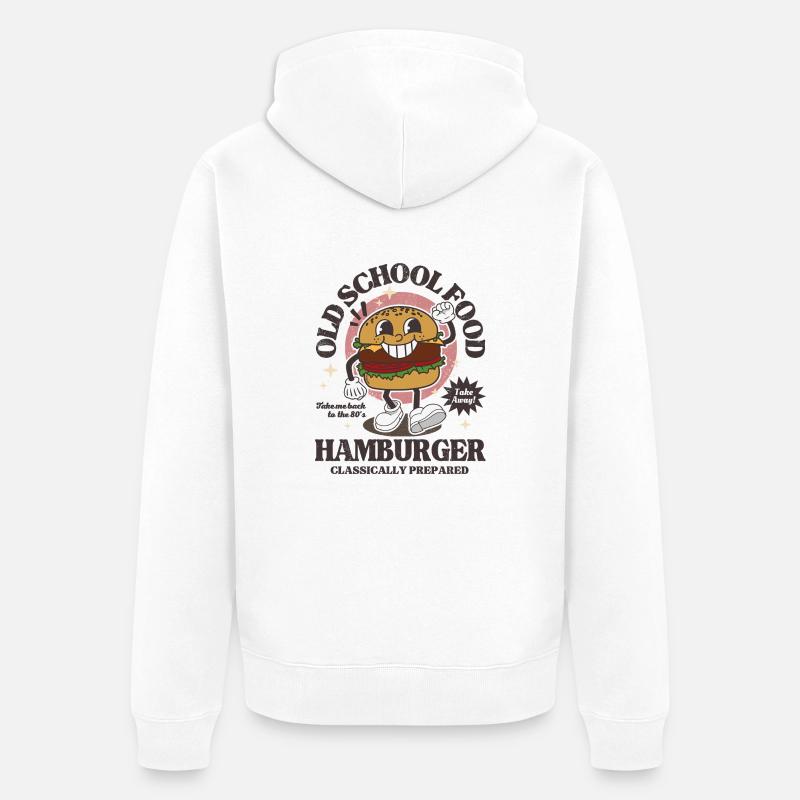 Old School Food Hamburger rétro - Veste à capuche bio Premium Unisexe - blanc
