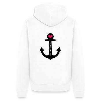 love anker - Unisex Premium Bio Zip Hoodie - Weiß - Hinten - Thijin (182cm)