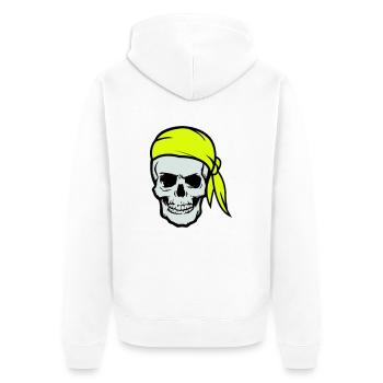 skull pirat ahoi - Unisex Premium Bio Zip Hoodie - Weiß - Hinten - Thijin (182cm)