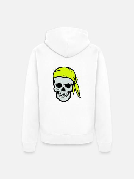 Skull Pirate Ahoy - Unisex Premium Organic Zip Hoodie - white