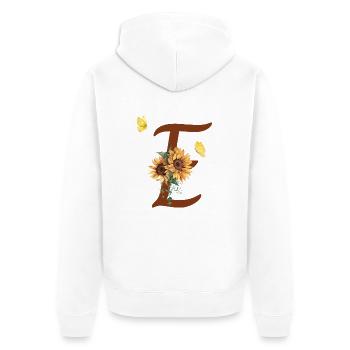 Buchstabe e Sonnenblume Schmetterling - Unisex Premium Bio Zip Hoodie - Weiß - Hinten - Thijin (182cm)