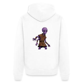 Alien 1 - Unisex Premium Bio Zip Hoodie - Weiß - Hinten - Thijin (182cm)