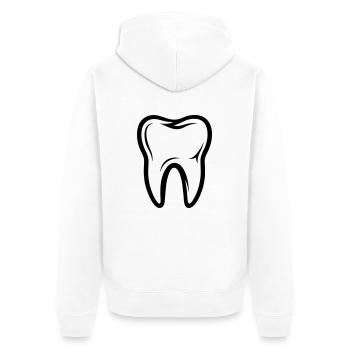 Zahn Symbol - Unisex Premium Bio Zip Hoodie - Weiß - Hinten - Thijin (182cm)