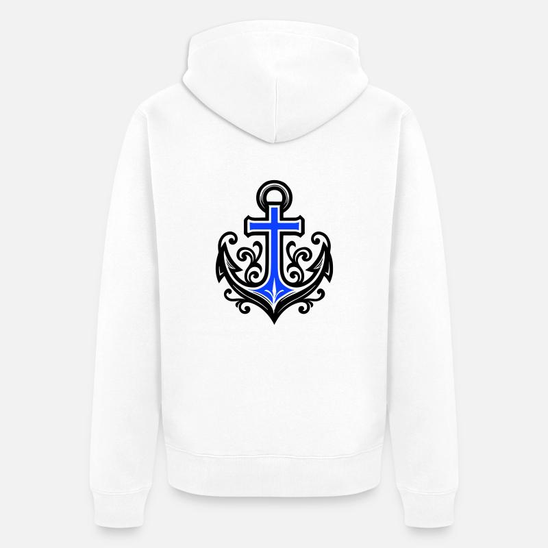 Ancre Symbole Croix - Veste à capuche bio Premium Unisexe - blanc