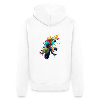 Color explosion - Unisex Premium Organic Zip Hoodie - white - Back - Thijin (182cm)